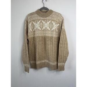 Vintage Jantzen‎ Sweater Mens Large Knit Snowflake Nordic Pullover USA 80s